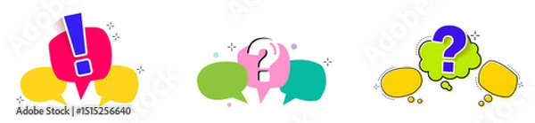 Obraz Bubble question marks. And the answers to them. The concept of frequently asked questions.  Online support web page. vector illustration.