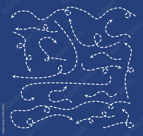 Obraz Abstract background with dash arrows going down, right, up. Vector illustration. Abstract background with black paper arrows. 
