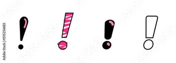 Obraz Exclamation mark icon in red speech bubble with black line, doodle style. Vector illustration in a flat style. 