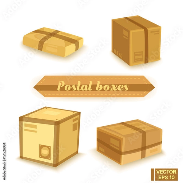 Fototapeta Set mailboxes and parcels