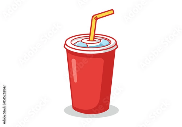 Obraz Red plastic soda cup with straw