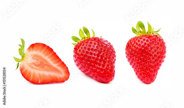 Fototapeta Fresh red strawberries isolated on a white background 