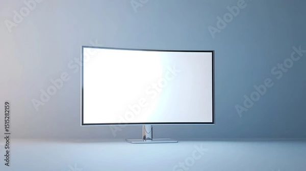 Fototapeta Curved monitor on a light-colored backdrop.