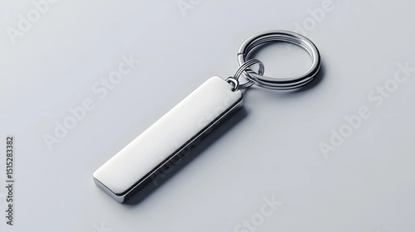 Fototapeta Polished rectangular keychain tag with rings.
