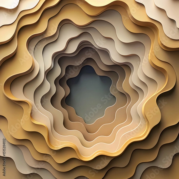 Fototapeta 3D layered paper cut background in neutral tones