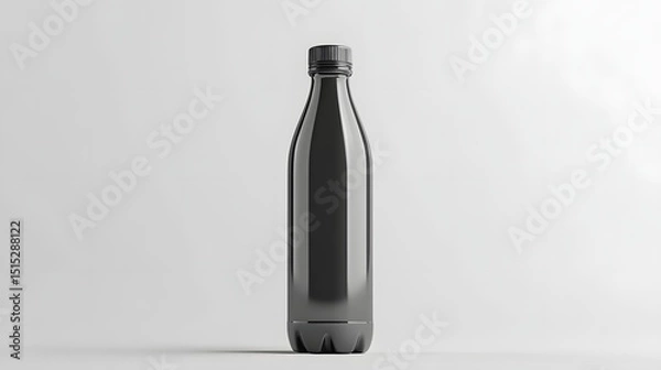 Fototapeta Black plastic bottle mockup against a plain background.