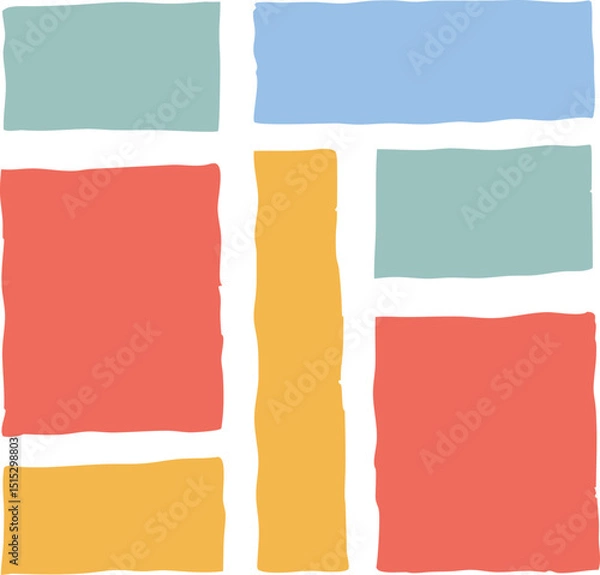 Fototapeta Wavy Crayon Textured Rectangles and Squares Vector Set