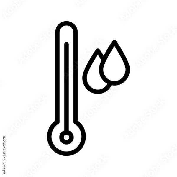 Fototapeta Water temperature outline icon. Weather icon isolated on white background. Transparent background, minimalist symbol. Vector images