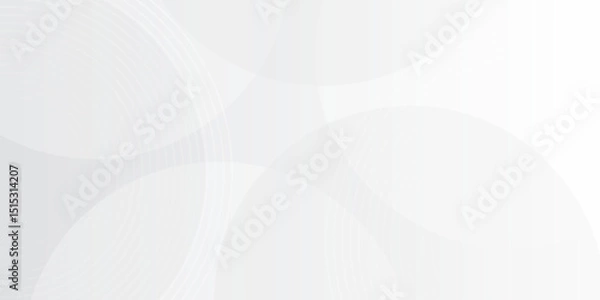 Obraz White geometric abstract background overlap layer on bright space with lines effect decoration. Modern graphic design element circles style concept for banner.