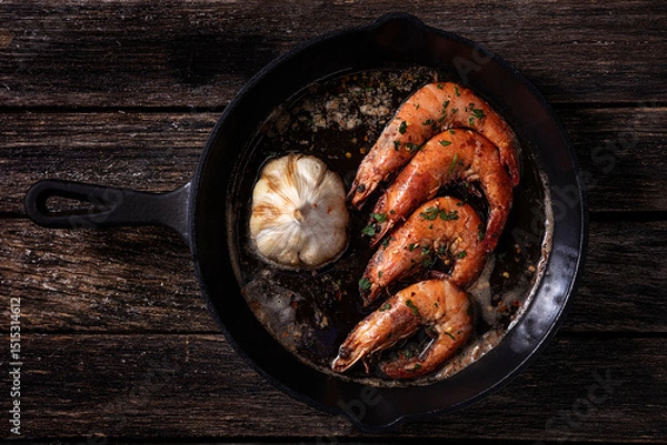 Obraz Butter Pan Seared Shrimps