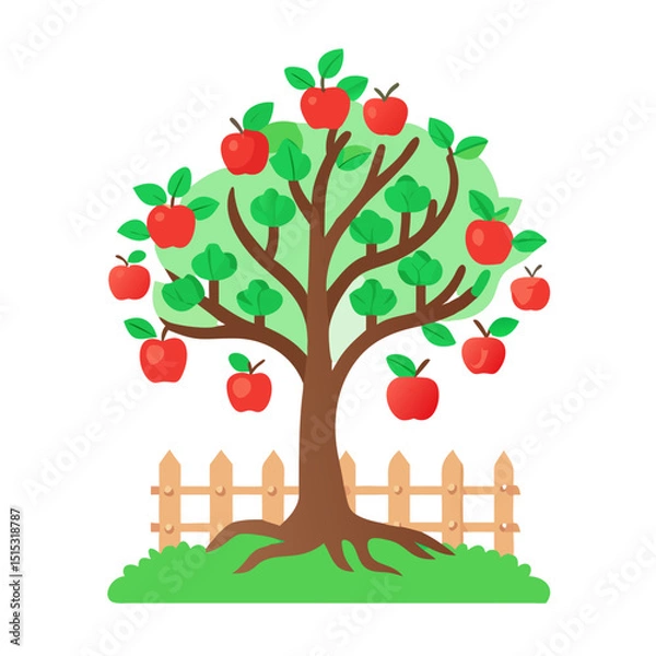 Obraz Vector of a fruit tree with apples ready to harvest
