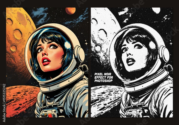 Obraz Pixel Noir Effect for Photoshop