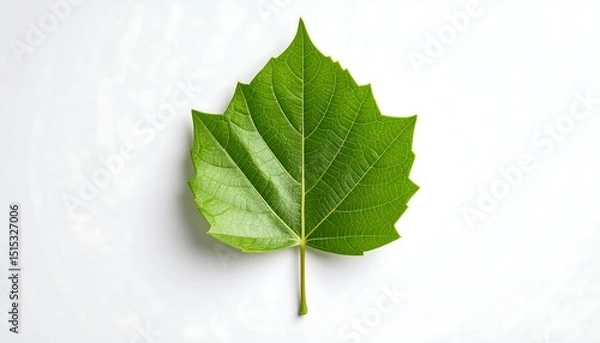 Obraz Green leaf with white background.