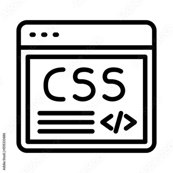 Obraz Css web development outline icon. Web development icon isolated on white background. Transparent background, minimalist symbol. Vector images