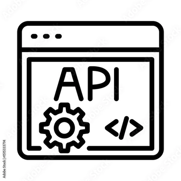 Obraz Api web development outline icon. Web development icon isolated on white background. Transparent background, minimalist symbol. Vector images
