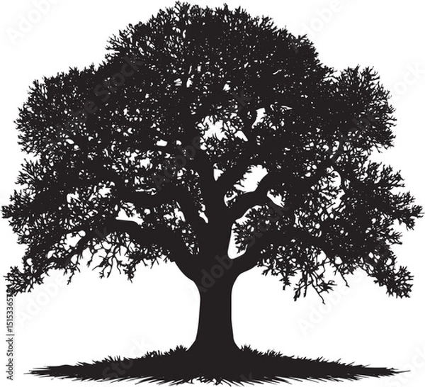 Fototapeta Black Silhouette Tree Vector with Clear Lines – High-Quality Download