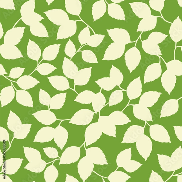 Obraz Floral seamless pattern with leaves. Vector green and yellow seamless print