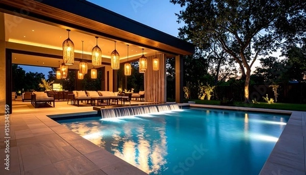 Obraz Luxury Poolside Night Relaxation.