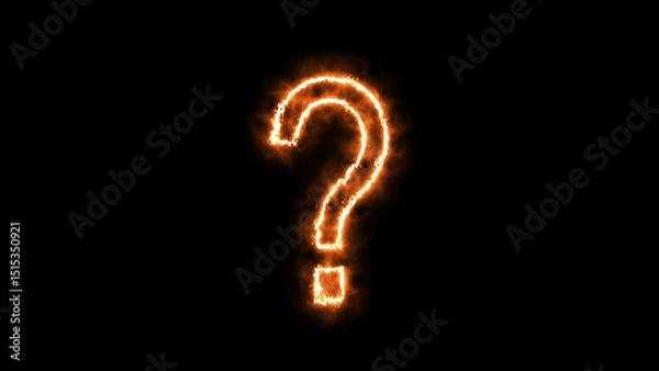 Obraz Burning question mark on black background 