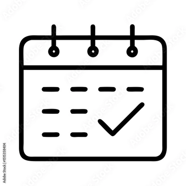Fototapeta Calendar with check mark icon in outline style