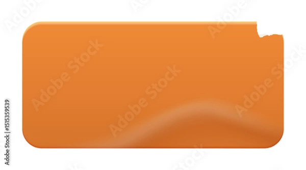 Obraz Retro orange rectangle sticker. Wrinkled badge with a ripped paper edge. Price tag. Old distressed blank label with grunge texture for scrapbook designs.	