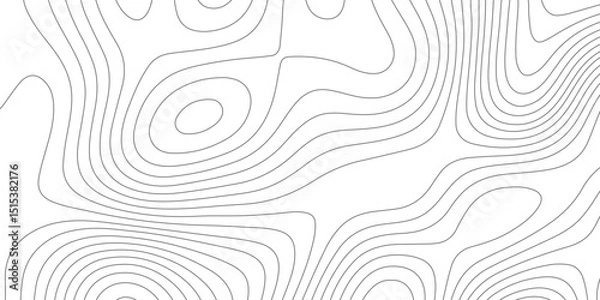Fototapeta Abstract topographic map contour, white background and black wave lines pattern texture. geographic contour map grid backdrop paper texture. terrain path isolated on a background.	