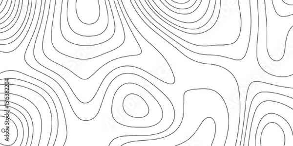 Fototapeta Abstract topographic map contour, white background and black wave lines pattern texture. geographic contour map grid backdrop paper texture. terrain path isolated on a background.	