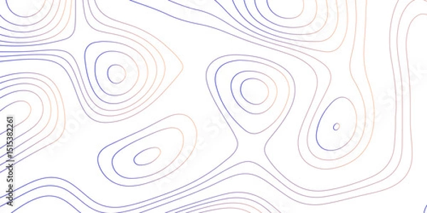 Fototapeta Abstract topographic map contour, white background and colorful wave lines pattern texture. geographic contour map grid backdrop paper texture. terrain path isolated on a background.