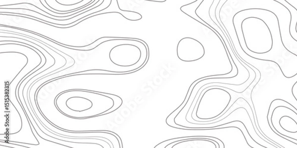 Obraz Abstract topographic map contour, white background and black wave lines pattern texture. geographic contour map grid backdrop paper texture. terrain path isolated on a background.	