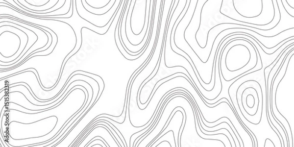 Obraz Abstract topographic map contour, white background and black wave lines pattern texture. geographic contour map grid backdrop paper texture. terrain path isolated on a background.	