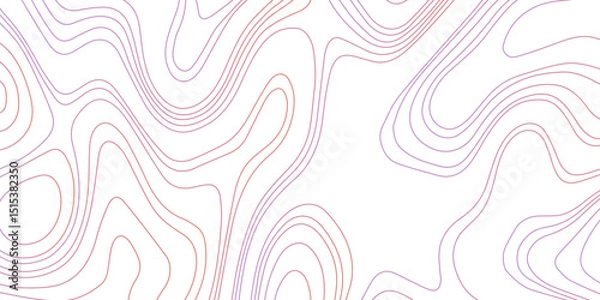 Obraz Abstract topographic map contour, white background and colorful wave lines pattern texture. geographic contour map grid backdrop paper texture. terrain path isolated on a background.