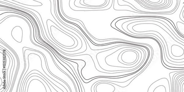 Obraz Abstract topographic map contour, white background and black wave lines pattern texture. geographic contour map grid backdrop paper texture. terrain path isolated on a background.	