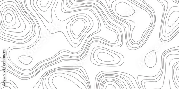 Obraz Abstract topographic map contour, white background and black wave lines pattern texture. geographic contour map grid backdrop paper texture. terrain path isolated on a background.	