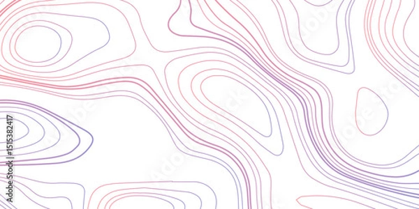 Fototapeta Abstract topographic map contour, white background and colorful wave lines pattern texture. geographic contour map grid backdrop paper texture. terrain path isolated on a background.