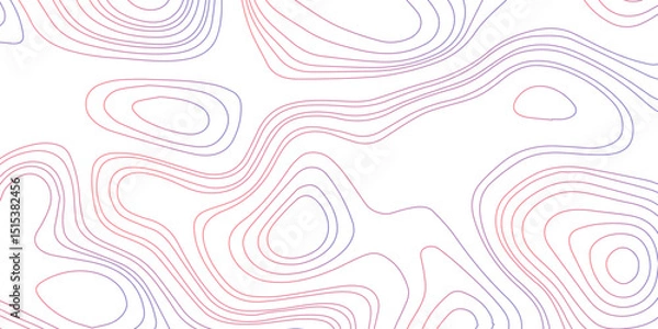 Fototapeta Abstract topographic map contour, white background and colorful wave lines pattern texture. geographic contour map grid backdrop paper texture. terrain path isolated on a background.