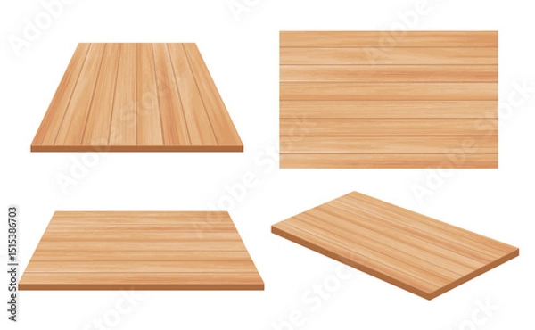 Obraz Realistic vector wood background. Top view and perspective wooden table or floor. Wood texture with stripes. Abstract cover EPS10
