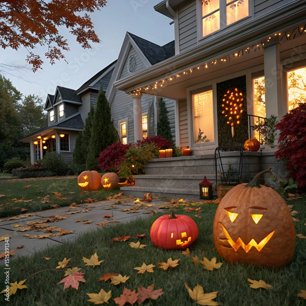 Fototapeta halloween pumpkin in the garden