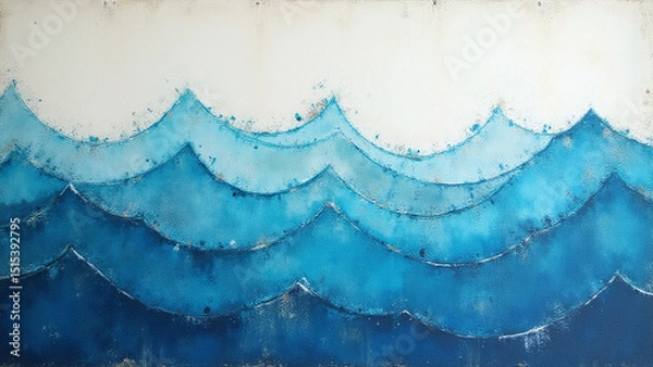 Fototapeta Wall Grunge, the color of the sea wave, different lines from the edge to the center