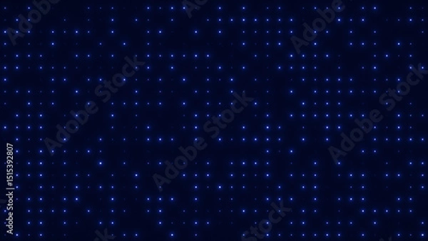Fototapeta Glowing blue lights arranged in a dot matrix on a dark background, abstract LED display or digital screen effect.