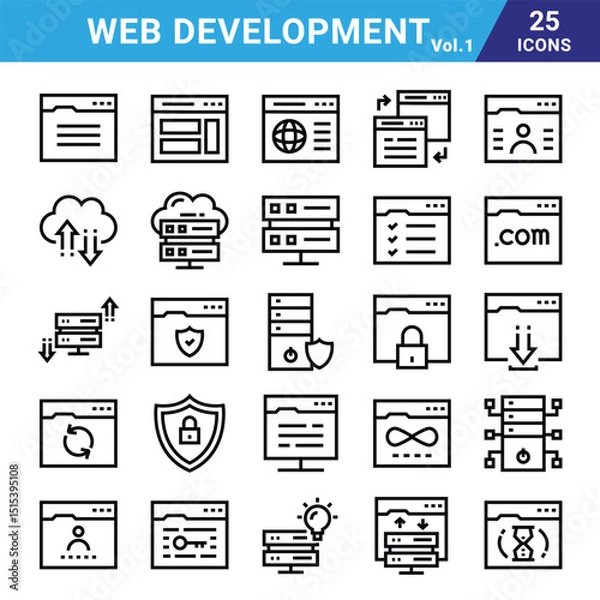 Fototapeta Web development icon set for commercial use.