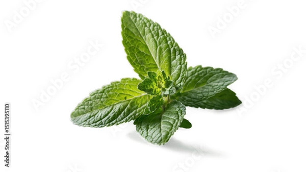 Obraz Close up of fresh mint leaves against a black background.