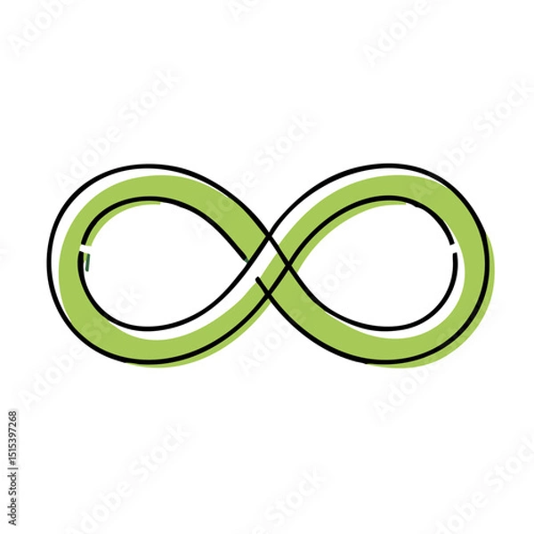 Fototapeta Infinity loop icon in stylized green cartoon design