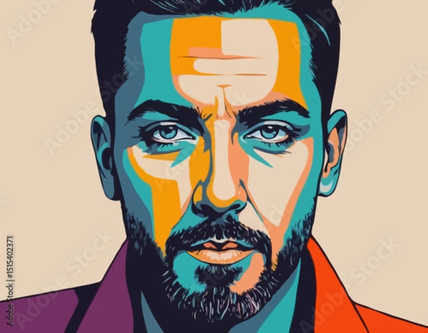 Obraz Abstract Artistic Portrait of a Man with Bold Colors and Textures