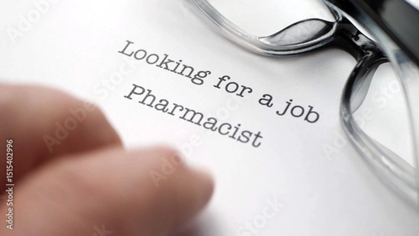 Obraz Finger tapping on looking for a job  pharmacist