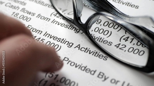 Obraz Finger tapping on financial report