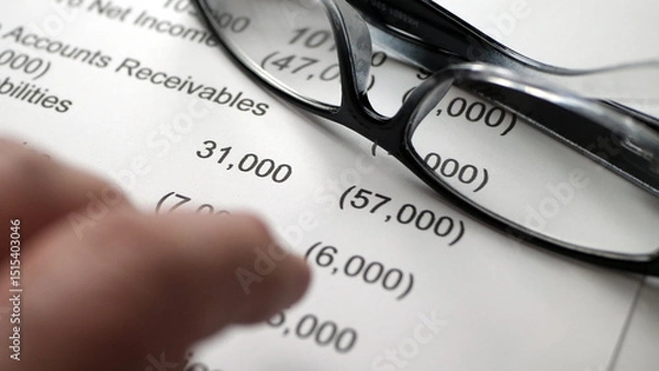 Obraz Finger tapping on financial report