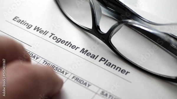 Obraz Finger tapping on meal planner