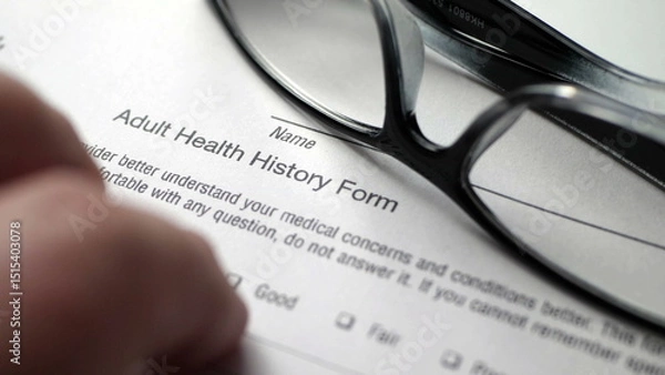 Obraz Finger tapping on health history form