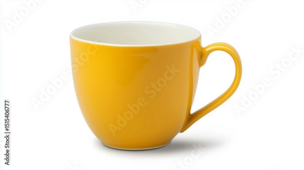 Fototapeta An empty yellow mug placed on a clean white background.





