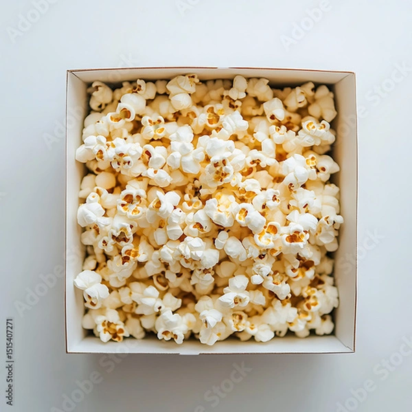 Fototapeta Freshly popped buttery popcorn in classic movie theater container